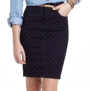 Pilcro Denim Jean Polka Dot Knee Pencil Skirt